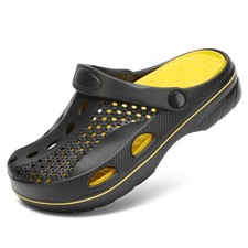 Wolidio Kids Garden Clogs Shoes, 12-12.5 Wide Little Kid, Black and Gold