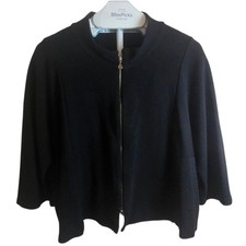 Babette Black Zip Front Jacket Size Small Made in USA Asym Hem