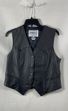 Vintage 90s Park V Women's Black Genuine Leather Snap Front Vest Made in USA 14
