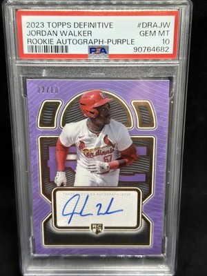 2023 Topps Definitive Jordan Walker Rookie Auto Purple 2/10 Gem 