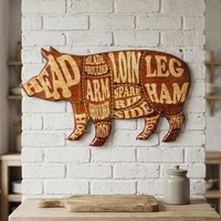 Wertiges Wandschild Schwein Aus Eisen Mit Antikpatina, Gestanzt, L.50 Cm