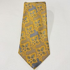 Ermenegildo Zegna Tie Mens Silk Gold Floral Italy Necktie Classic