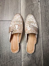 Floral SATIN Pure Navy Womens Loafers 39 | whimsy Romantic Cottagecore