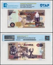 Zambia 5000 Kwacha, 2010, P-45f, UNC, Authenticated