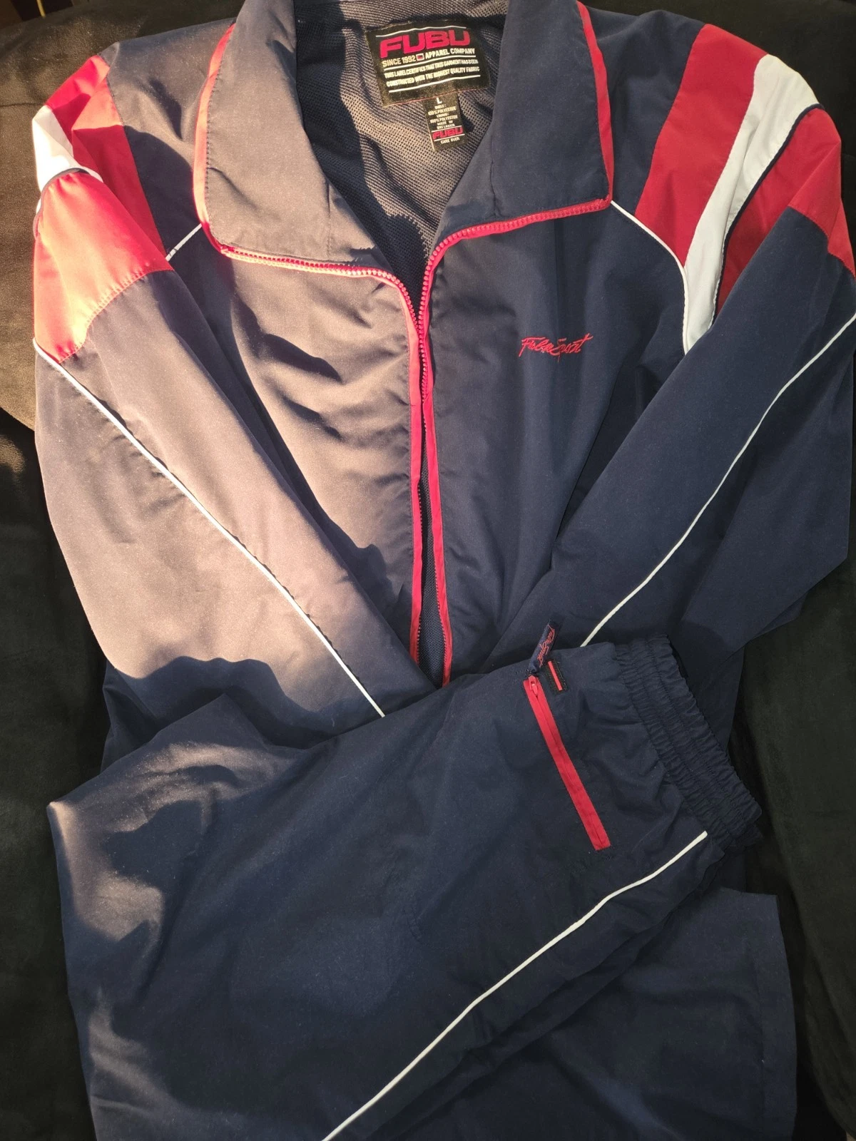 Vintage FUBU Sport Track Jacket Mens Large Jacket and Pants Red Blue Streetwear