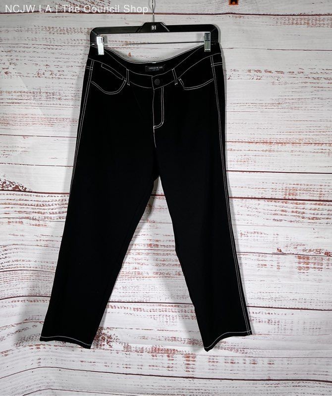 Women's Lafayette 148 York black contrast stitch Pants Size 14/L SOFT MATERIAL!!