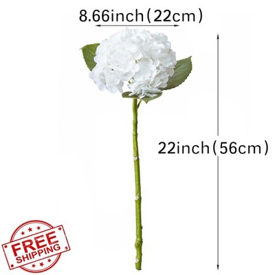 Duyone 4pk 22'' Artificial Hydrangea Flowers White Light Green Real Touch