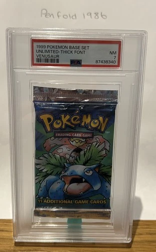 PSA 7 Unlimited Base Set Booster Pack Sealed 1999 Venusaur Artwork NM Thick Font