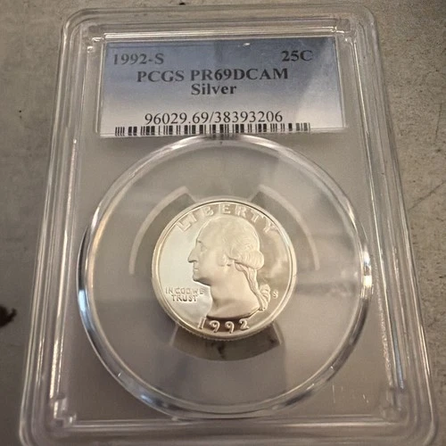 1992 S 25C Silver Washington Quarter Proof PCGS PR69DCAM (568)