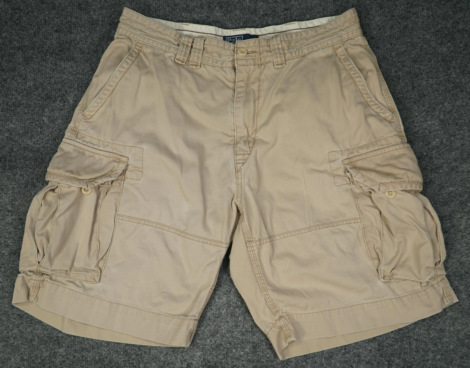 Polo Ralph Lauren Cargo Shorts Mens 34 Beige Classic Polo Chino Cotton Casual