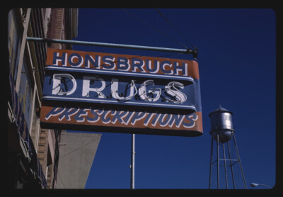 8'' x 10'' Photo Hornsbruch Drug Store Sign, Aurelia, Iowa 1987