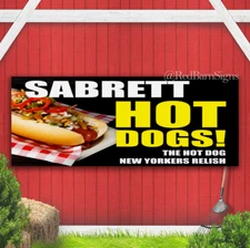 SABRETT HOT DOGS Banner Sign with grommets Fast Food Burger Bar