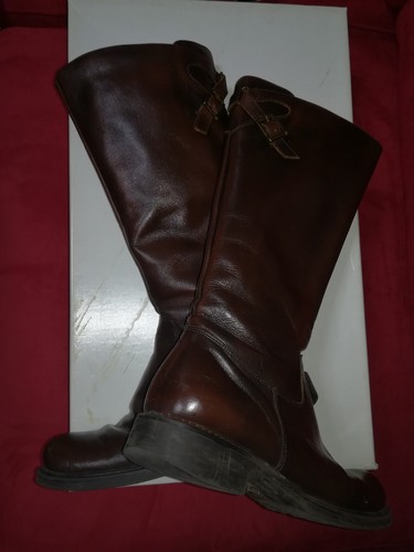 Stivali usati pelle marrone cognac 37 punta tonda cinturino scarpe donna  usate | eBay