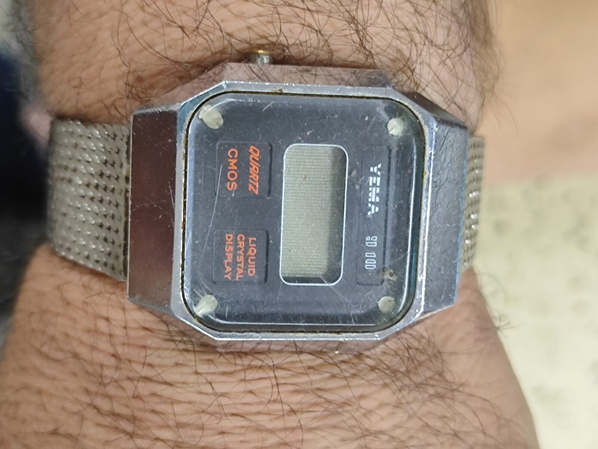 Vintage 1975 YEMA watch LCD digital Swiss made - FOR PARTS OR
