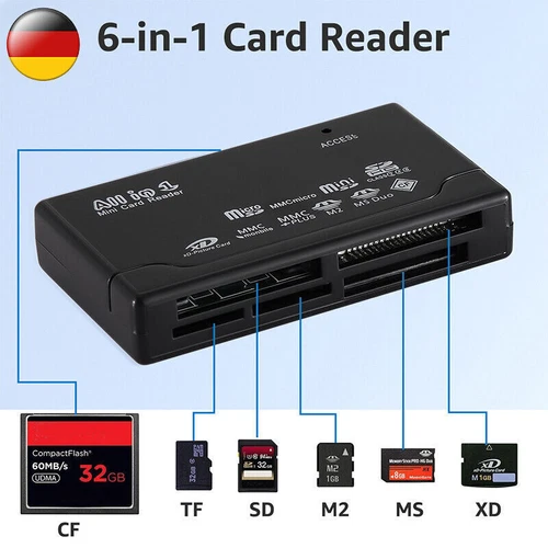 ALL IN ONE Kartenleser Speicherkarten USB Kartenlesegerät für CF/SD/xD/MS/SDHC - Picture 1 of 8