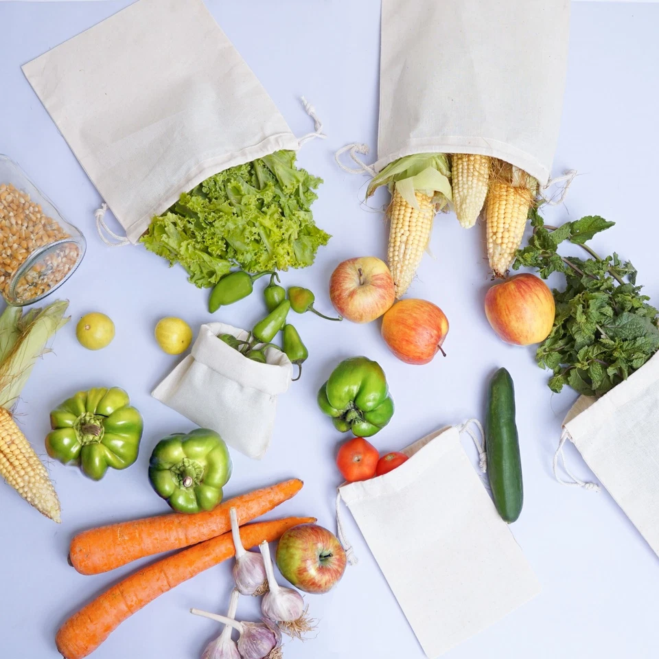 3 x 5 Inches 100% Cotton Reusable Storage Double Drawstring Bags. Pack of 100 - Image 3 of 4