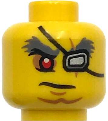 Lego New Yellow Minifigure Head Dual Sided Bushy Eyebrows Red