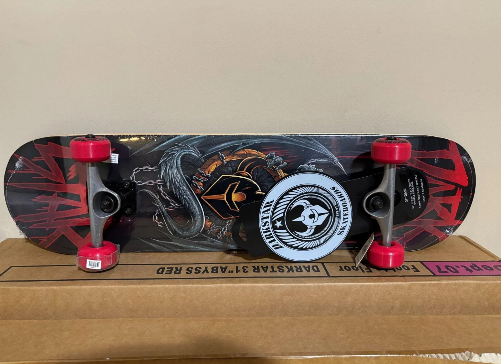 The Abyss Red Darkstar Pro Complete Skateboard 31 x 7.75 NEW