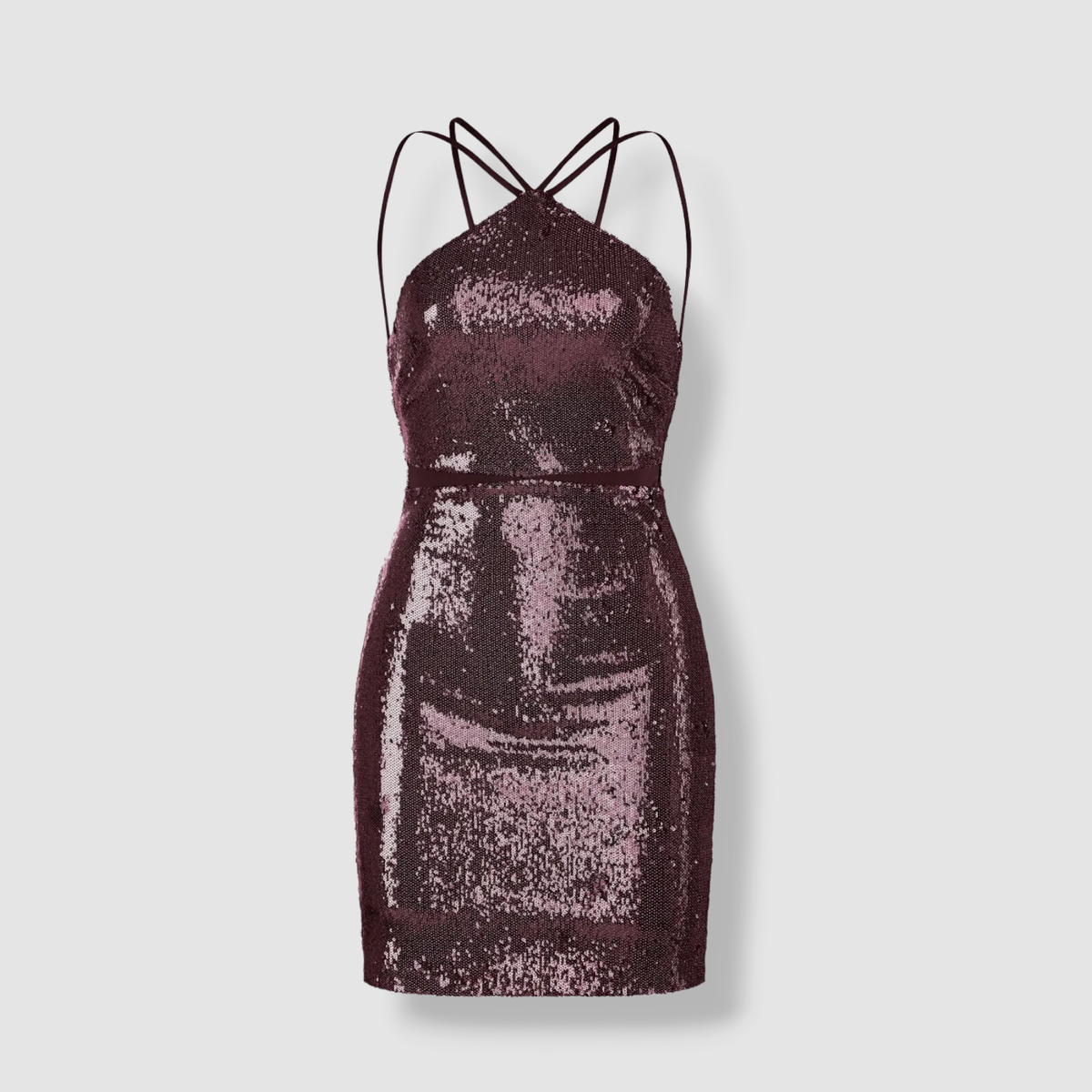 $375 Halston Women's Purple Silk Cutout Sequin Waist Halter Mini Dress Size  8 | eBay