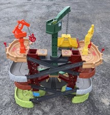 Multi-Level Toy Track Set, Trains Cranes Super Tower with Thomas Percy En...