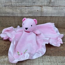 Stepping Stones Lovey Security Pink Bear Bow Roses Satin Baby