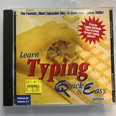 Learn Typing Quick & Easy PC CD-Rom Windows 95