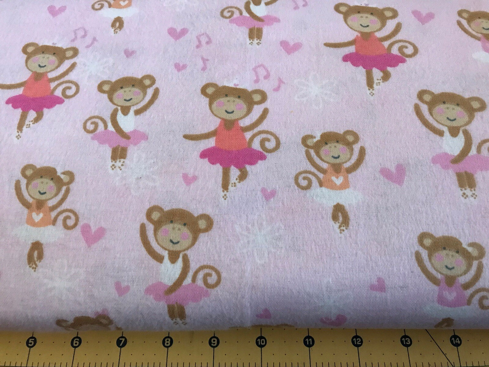 Ballerina Monkey on Pink Flannel fabric sold by the yard 992 eBay
