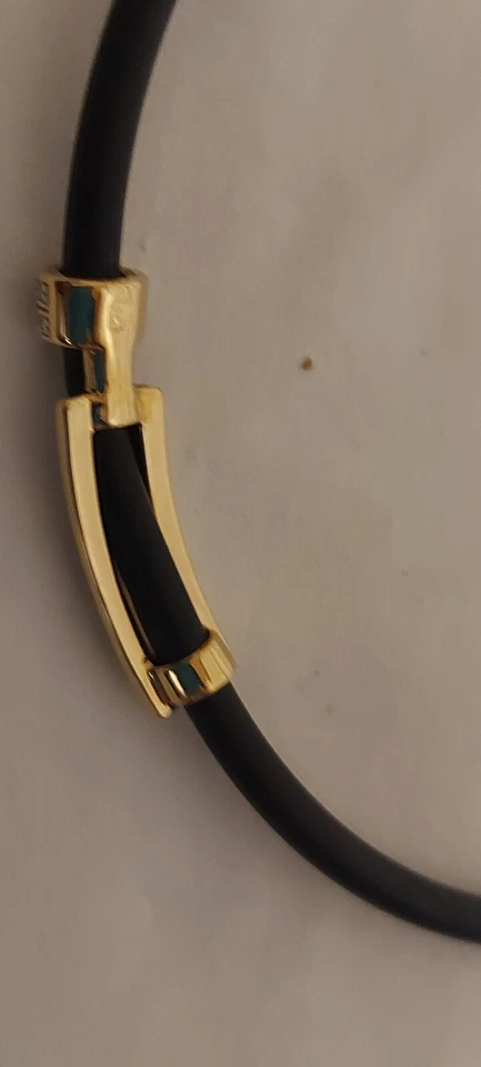 Pierre Lang Collier Halskette Kautschuk Halsreif mit Anhänger Rhodiniert Goldf. - Bild 4 von 4