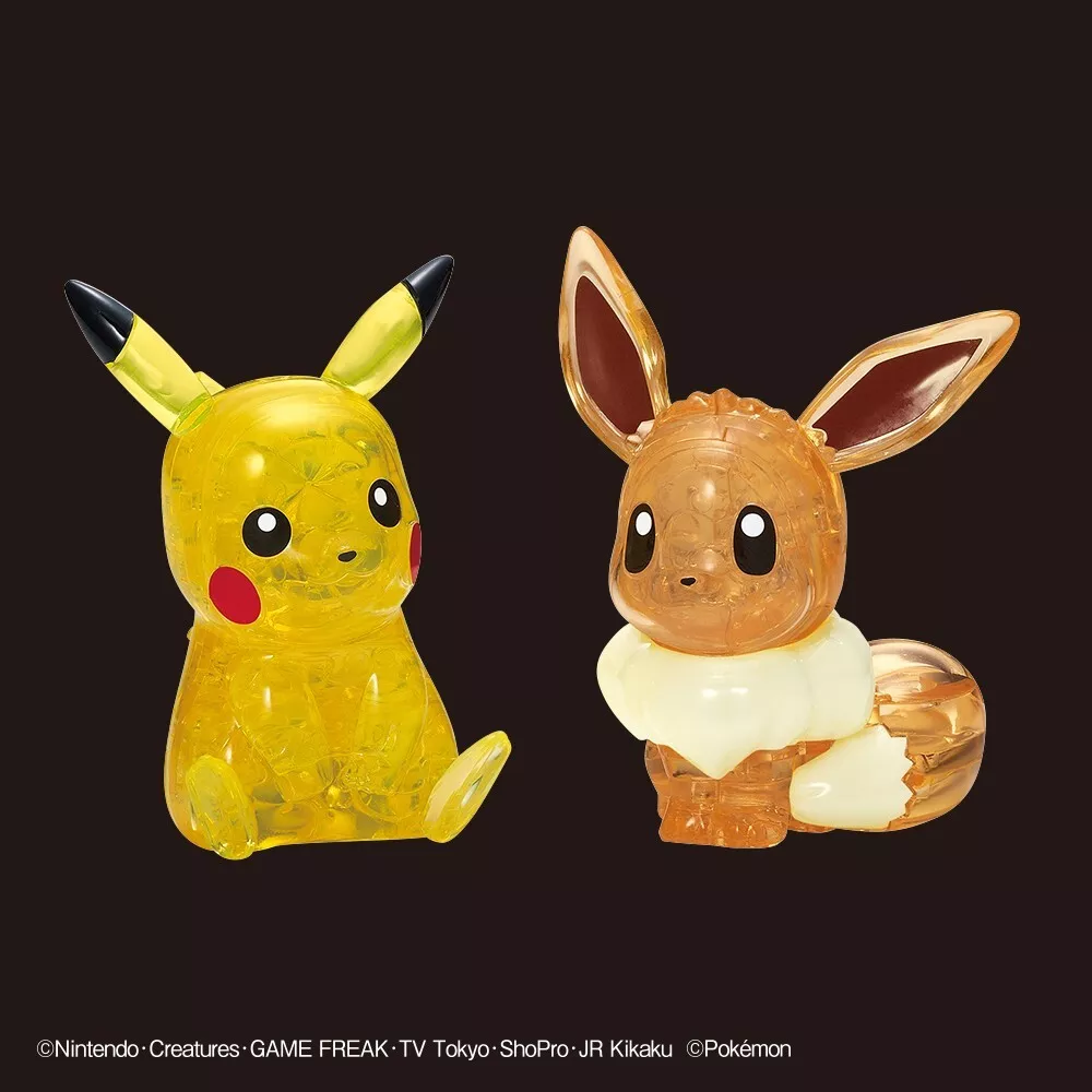 Pikachu & Eevee Pokemon Crystal Puzzle 3D puzzle 48 pieces Japan Pikachu &  Eevee