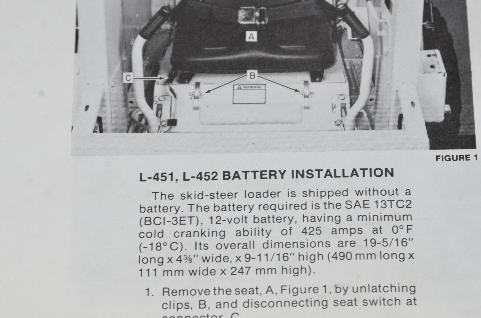 New Holland Skid Steer Battery Installation Manual Instructions L451
