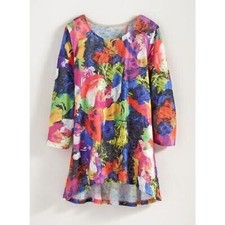 Katina Marie Wearable Art Top Womens 3/4 Sleeve Tunic Colorful M Medium USA Made