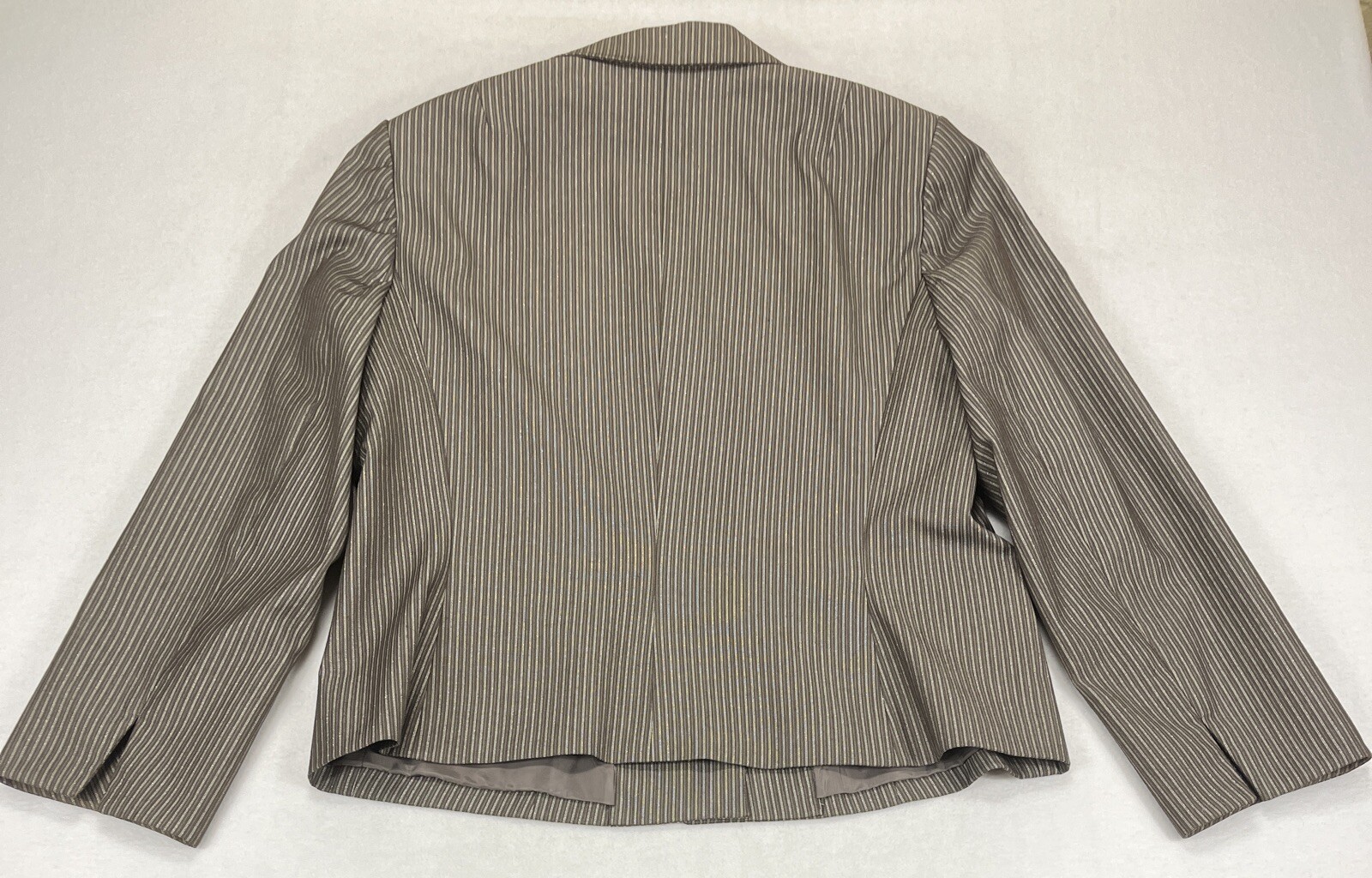 Le Suit Brown W/Sparkle Silver Stripes Lined Wide Leg Pant Suit Women’s 16