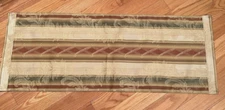 Runner, sttripes tan, green, red, polyester, new 15 x 40 handmade