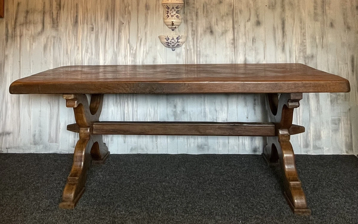 Antique trestle dining table deals
