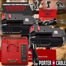 2PACK 4.5Ah 18V Battery or Charger for Porter Cable PC18B 18-Volt Cordless Tools