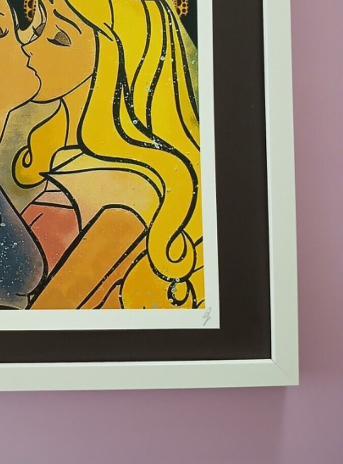 DEATH NYC Signed Large 16x20in Frame Disney Princesses Pop DEATH NYC Signed Large 16x20in Frame Disney Princesses Pop