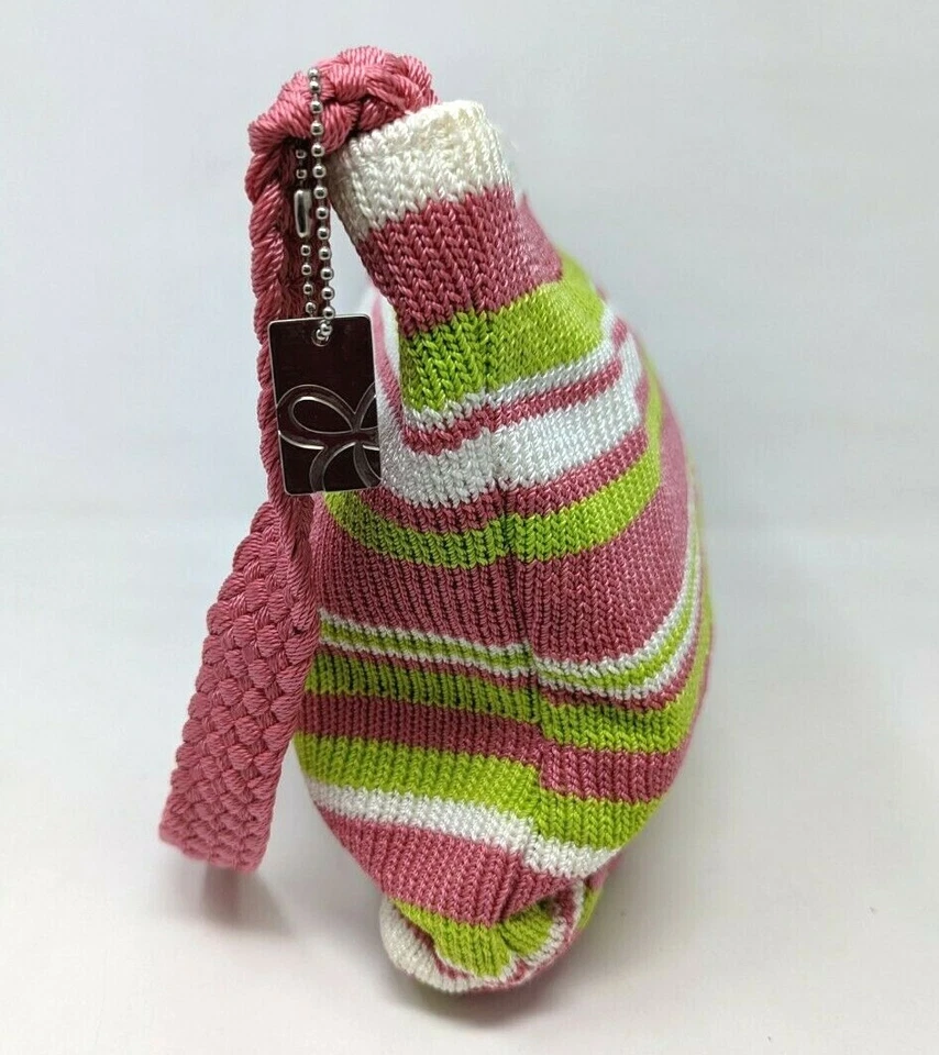 Bolso de Hombro Lina Tejido Crochet Rosa Blanco Verde Colorido Cartera con Cremallera Foto 2 de 4