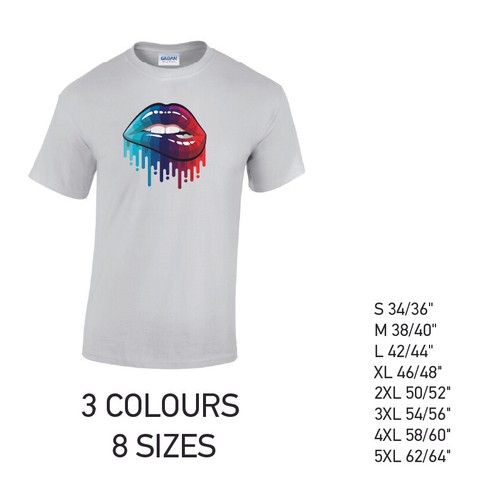 Blaue und rote Lippen Herren Baumwolle T-Shirt 3 Farben 8 Größen verfügbar bedruckt - Bild 6 von 7