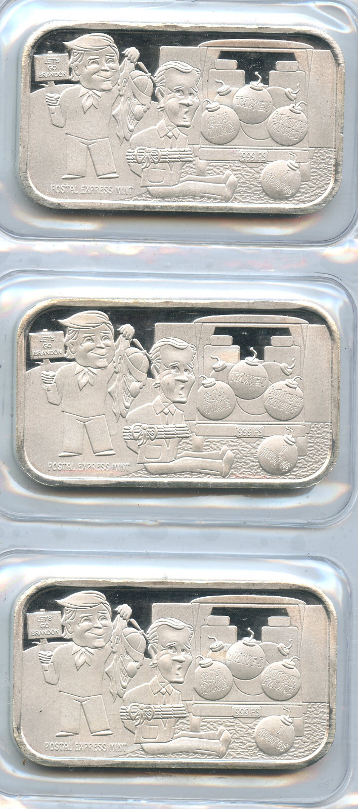 Postal Express MInt TRUMP Free Gas Inside LETS GO Brandon 1-oz .999 Fine Silver