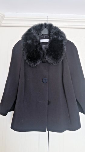 LADIES WALLIS BLACK JACKET WITH FUR COLLAR - SIZE 18 | eBay