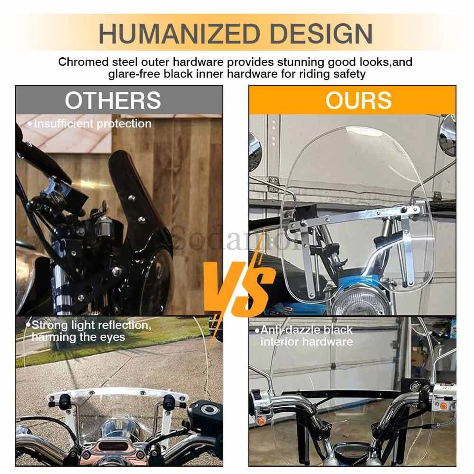 Parabrisas transparente para Triumph Bonneville Bobber T100 SE T120 17"x15" Foto 4 de 4