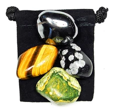 PROBLEM RESOLUTION Tumbled Crystal Healing Set = 4 Stones + Pouch + Card