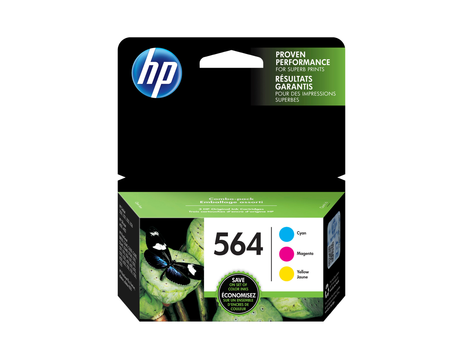 HP 564 3-pack Cyan/Magenta/Yellow Original Ink Cartridges, Per cartridge: ~300