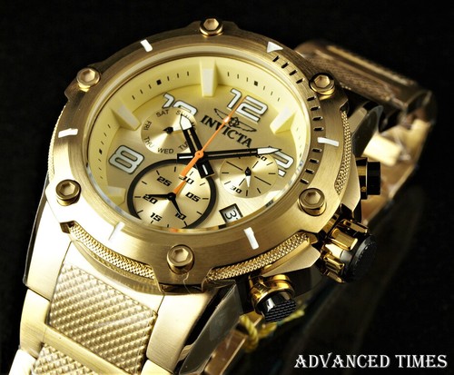 Invicta 51mm Speedway XL Viper Swiss Z60 Chrono Mov't CHAMPAGNE Dial 18GIP Watch - Picture 1 of 8