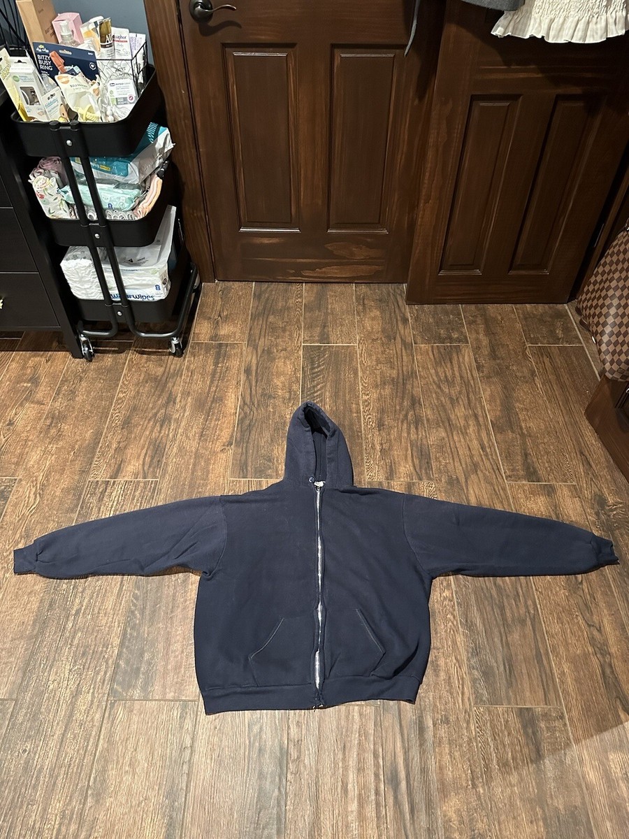 Vintage Blue Emar Zipper Zip Up Hoodie Sweatshirt Raglan Size XL