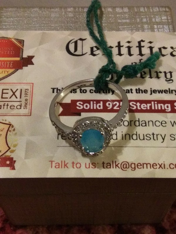NATURAL EARTHMINED BLUE CHALCEDONY SOLID 925 SILVER RING SIZE 9 WITH ACCENTS