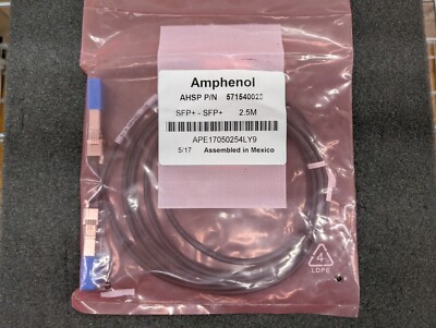New, Amphenol, 571540025, SFP CABLE ASSEMBLY, 30 AWG, 2.5M, PASSIVE