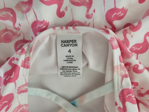 Nordstrom Harper Canyon 4 Girl Two Piece Swimsuit Flamingo Bird Tie Dye - Picture 4 of 4