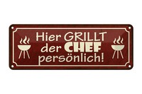 Blechschild Spruch 27X10 Cm Hier Grillt Der Chef PersöNlich Deko Schild Tin Sign