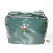 NEW ULTA BEAUTY Shiny Green Makeup Toiletry Train Case Bag with Bow Handle